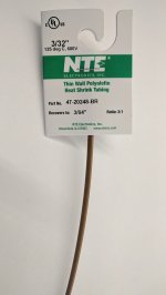 3/32" Brown 48" Thin Wall 2:1 Polyolefin Heat Shrink Tubing