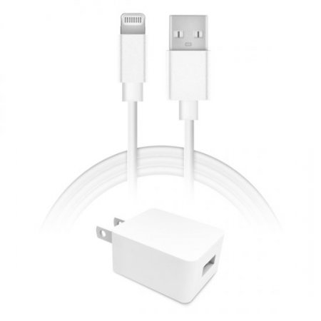 USB Wall Charger 5V 1A with 3Ft USB-A to Lightning Cable - White