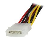 12in LP4 to 2x Latching SATA Power Y Cable 4 Pin Molex/2SATA