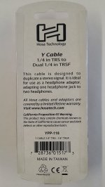 6" Y Cable 1/4 in TRS to Dual 1/4 in TRSF