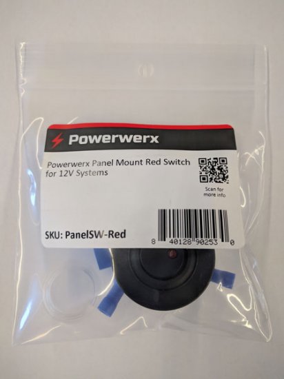 Powerwerx Panel Mount Red Switch On-Off SPST 15A 12VDC