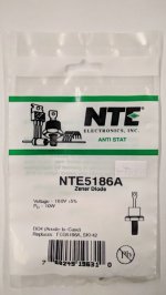 NTE5186A Zener Diode 10.0V 10W, DO-4 Anode Case