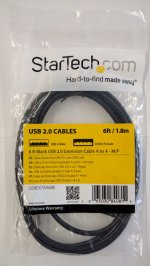 6Ft Black USB 2.0 Extension Cable A to A - M/F