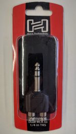 Adaptor, Dual RCA(F) to 1/4in(M) TRS