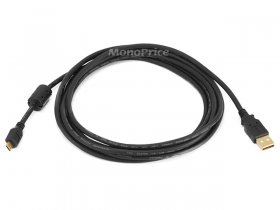 10Ft Black USB 2.0 A Male to Micro-B 5pin Male Cable w/ Ferrite