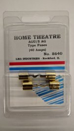 40 Amp 32V Gold (AGU/5AG) Glass Fuse 13/32" x 1-1/2" (2Pk)
