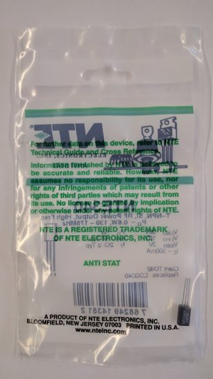 NTE340 T-NPN, Si, RF Pwr Output, High Freq (PO 0.6W, 130-175MHz)