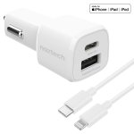 20W USB-C PD/12W USB Fast Car Charger 4Ft USB-C to Lightning