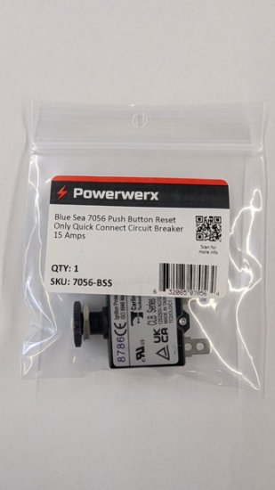 15A Push Button Reset Only Quick Connect Circuit Breaker