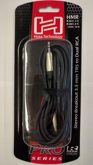 10' Pro Stereo Breakout REAN 3.5 mm TRS to Dual RCA