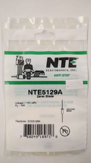 NTE5129A Zener Diode 14.0V 5W Axial Leaded