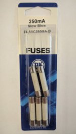 0.25 Amp (250mA) MDA Ceramic Fuse (5Pk) Slow Blow 6x30mm NTE