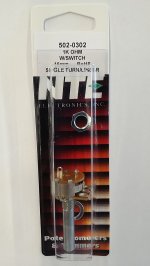 1K Linear Taper Pot w/Switch 0.2W (16mm) Solder Lug 30mm Shaft