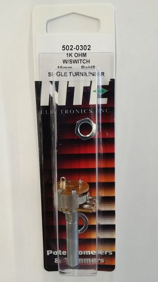 1K Linear Taper Pot w/Switch 0.2W (16mm) Solder Lug 30mm Shaft
