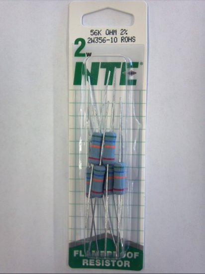56K Ohm 2 Watt Metal Oxide Film Resistor (10Pk) 2% Tolerance