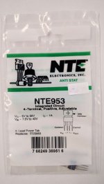 NTE953 IC, 4-Term Pos Adj Voltage Regulator, 5-30V 1A, 4-Pin SIP
