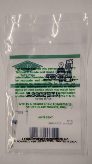 NTE5066A Zener Diode 3.3V 1W, DO-41/DO-15 (2Pk)