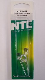 8mm Super Bright Yellow Green LED 1600mcd (3Pk) Clear Lens