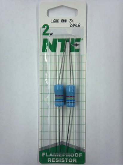160K Ohm 2 Watt Metal Oxide Film Resistor (2Pk) 2% Tolerance
