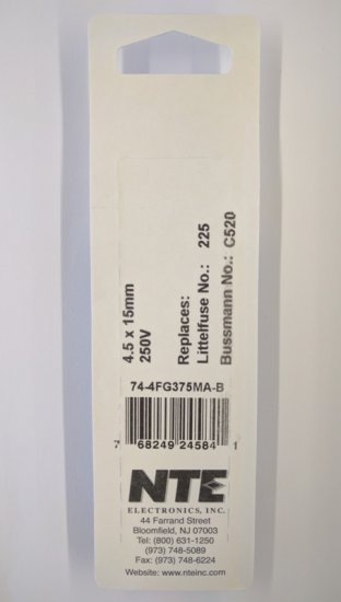 0.375 Amp (2AG) Fuse (5Pk) Fast Acting 4.5x15mm