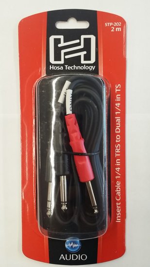 6.6Ft (2m) Insert Cable 1/4in TRS to Dual 1/4in TS