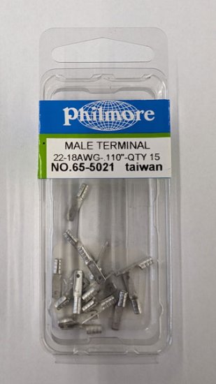 Quick Connect Male Non-Insulated 22-18Awg 0.110" (15Pk)