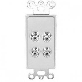 4-RCA 2Red+2White Feed Thru Decora Wall Plate Insert White