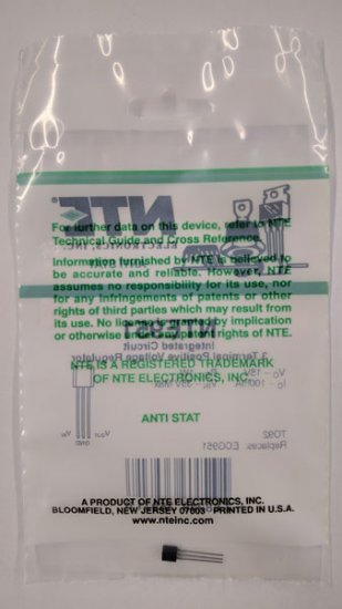 NTE951 IC, Positive 3 Terminal Voltage Regulator, 15V 100mA, TO9