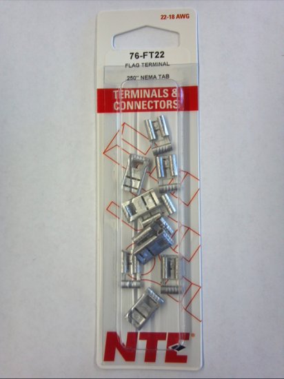 Flag Quick Connect Female Non-Insulated 22-18Awg 0.250" (10Pk)