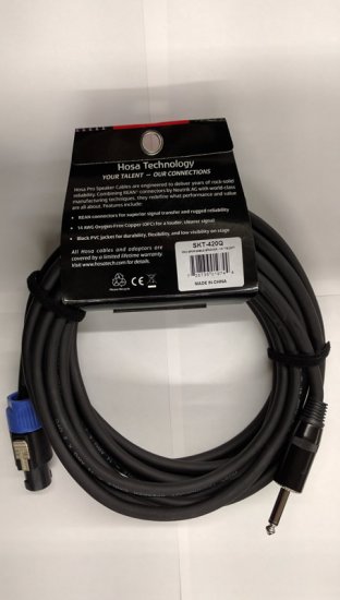 20Ft Pro Speaker Cable REAN Loudspeaker to 1/4in TS 14Awg
