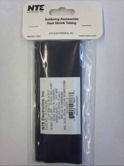 1-1/4" Black Heat Shrink Tubing 3:1 Ratio