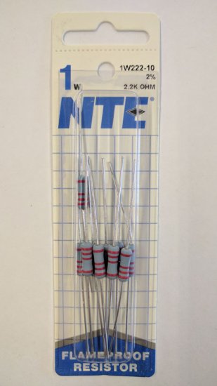 2.2K Ohm 1 Watt Metal Oxide Film Resistor (10Pk) 2% Tolerance