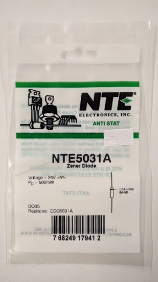 NTE5031A Zener Diode 24.0V 1/2W, DO35