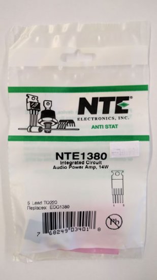 NTE1380 IC, Audio Power Amplifier, 14W, 5-Lead TO-220