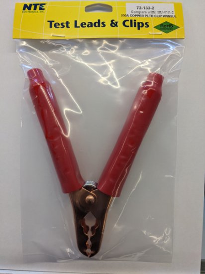 Plier-Type Copper Plated Steel Clip, 200 Amp Red