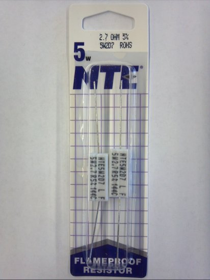 2.7 Ohm 5W Cerment Power Wirewound Resistor (2Pk) 5% Tolerance
