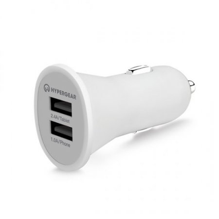 HyperGear Dual USB 2.4A Vehicle Charger - White
