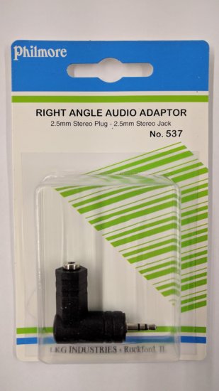 90° Audio Adapter, 2.5mm TRS to Same
