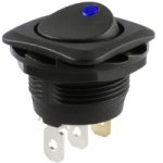 Blue LED Round Rocker SPST On-None-Off 12VDC 20A