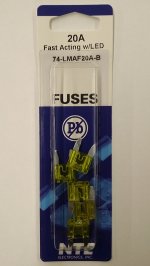 20 Amp Yellow (ATM) Lighted Mini-Blade Fuse 32V (5Pk)Fast Acting