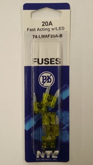 20 Amp Yellow (ATM) Lighted Mini-Blade Fuse 32V (5Pk)Fast Acting