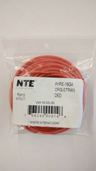 30Ft 16Awg Orange Stranded Automotive Hook Up Wire