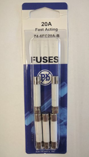 20 Amp (3AB) Ceramic Fuse (5Pk) Fast Acting 6x30mm