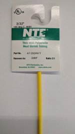 3/32" Yellow 48" Thin Wall 2:1 Polyolefin Heat Shrink Tubing