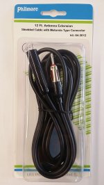 12Ft Motorola Plug to Jack RG-58/U 50-Ohm Coax Cable (Black)