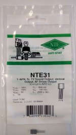 NTE31 T-NPN, Si, TV Sound Out, Vert Out, AF Drv Out(Compl NTE32)