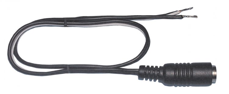 1Ft DC Jack 2.5x5.5mm (Size \"N\") to Stripped/Tinned Ends