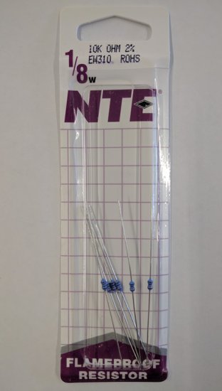 10K Ohm, 1/8W, 2% Metal Film Flameproof Resistor (6Pk)