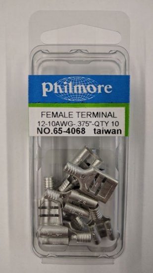 Quick Connect Female Non-Insulated 12-10Awg 0.375" (10Pk)