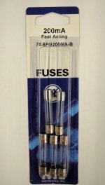0.2 Amp (200mA) 3AG Glass Fuse (5Pk) Fast Acting 6x30mm NTE